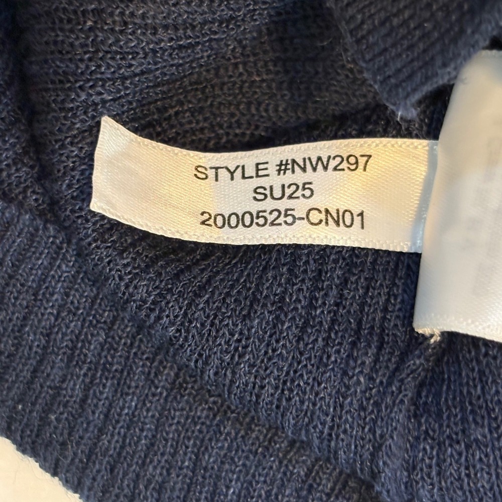 Madewell Cardigan Women S Navy Blue Linen Blend Ribbed Button Front Slim Fit - Picture 9 of 9
